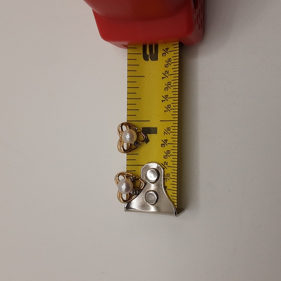 10K Yellow and White Gold Pearl Earrings - Picture 9 of 14